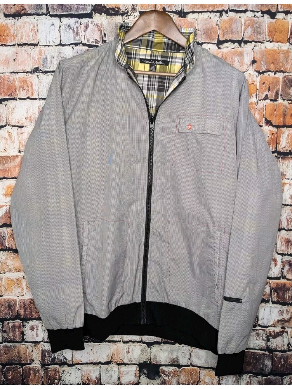 Travis Mathew Skitzo Members Only Style Golf Windbreaker Jacket Mens Large Plaid